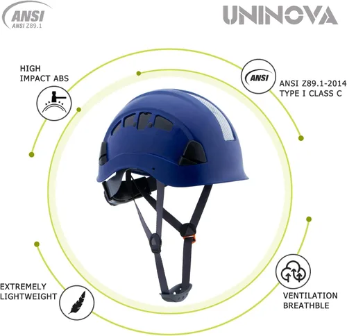 Miniatura 5 de Cascos de Construcción UNINOVA Casco de seguridad OSHA con suspensión ajustable de 6 puntos S4 Azul