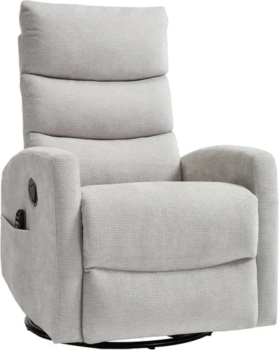 Miniatura 10 de PELUMY Sillón reclinable y mecedora giratoria de 360° con calor y masaje vibratorio, silla balancín para adultos, sillón reclinable compacto