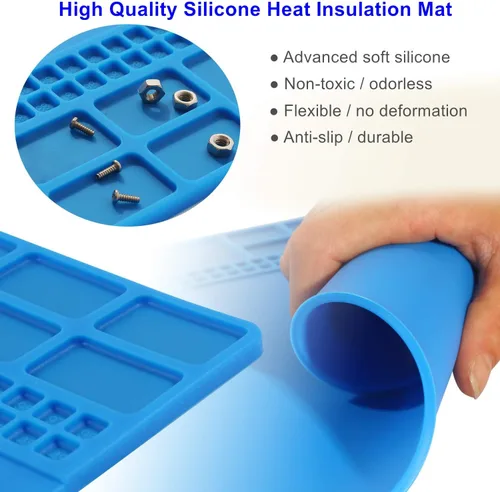 Miniatura 7 de Tapete de soldadura de silicona de alta calidad, resistente al calor, 932 °F, tapete de soldadura magnética para teléfono celular, reparación