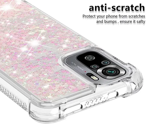 Miniatura 2 de Glitter Sparkle Moving Quicksand Flowing Cover para Xiaomi Redmi Note 10S Bling Liquid Clear Star Heart Silicona Bumper Funda transparente de goma a