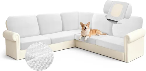 Miniatura 18 de Arfntevss - Fundas para sofá modular en forma de L de 5 asientos, fundas elásticas ajustadas para cojín de sofá de esquina para perros, protector
