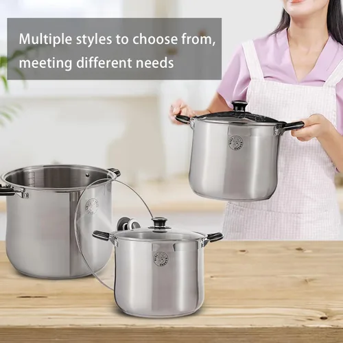 Miniatura 6 de Vivicreate - Olla de stock de acero inoxidable con tapa, compatible con inducción, olla de sopa con fondo pesado de cocina con escala incorporada
