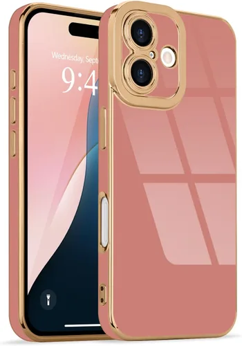 Miniatura 132 de Lafunda Diseñada para iPhone 13 Pro, fundas lujosas con chapado lindo para mujeres y niñas, elegante borde dorado, a prueba de golpes, TPU con funda