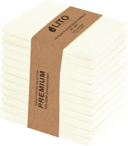 Miniatura 49 de Toallas de saco de harina Toalla de té para manualidades, plato de cocina, toalla de algodón en blanco para bordado, funda de lino para hornear