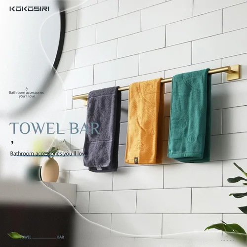Miniatura 7 de Toallero de baño KOKOSIRI de 32" para cocina y baño, barras de toalla de 32 pulgadas, acero inoxidable cepillado dorado B4005BG-L32 Oro cepillado