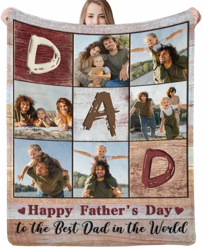 Miniatura 12 de Regalos para papá, manta de regalo personalizada con imagen, manta personalizada para el Día del Padre con foto, manta personalizada de cumpleaños