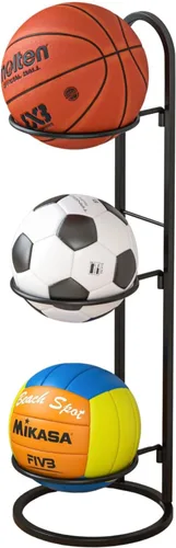 AGTEK Estante de exhibición de bolas, organizador de garaje de almacenamiento, estante de bolas, organizador de equipo deportivo con 3 cestas, para