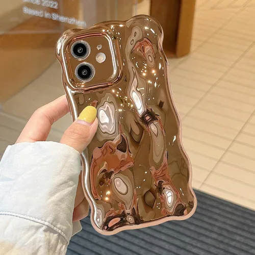 Miniatura 53 de XIZYO Funda para iPhone 13 de 6.1 pulgadas, bonito patrón de ondas, estético, 3D, rizado, ondulado, chapado en purpurina, para mujeres y niñas, Azul