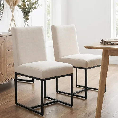 Miniatura 19 de HNY Juego de 2 sillas de cocina modernas, silla de cocina y comedor de cuero PU, silla de comedor tapizada silla auxiliar con marco de metal