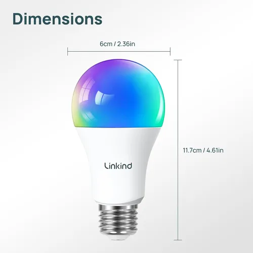 Miniatura 7 de Bombilla Inteligente Linkind Matter, 1100LM 75W Bombillas Inteligentes que Funcionan con Alexa/Apple Home/Google Home/SmartThings, Bombillas LED