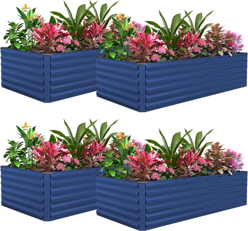 Miniatura 29 de Cama de jardín elevada con enrejado de arco para plantas trepadoras, cama de jardín elevada galvanizada, jardineras al aire libre para verduras