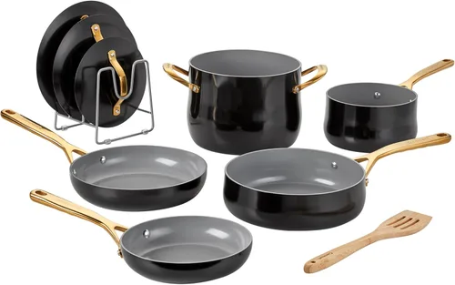 Miniatura 8 de Cuisinart Culinary Collection - Juego de ollas y sartenes de 12 piezas, antiadherente PURELYCERAMIC, color verde azulado