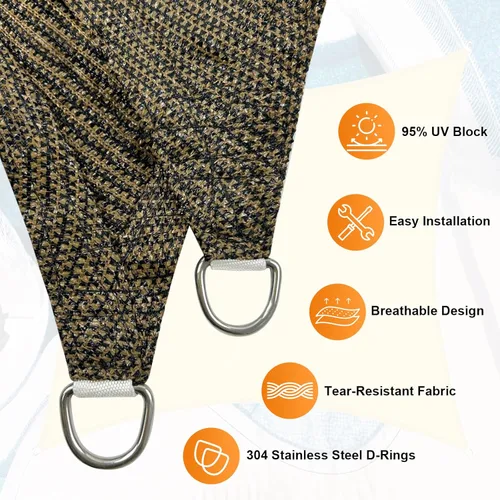 Miniatura 3 de Artpuch - Toldo triangular tipo vela para sombra, borde curvado, grado comercial, 5.46 oz/yd², permeable, para exteriores, terraza, patio, tamaños