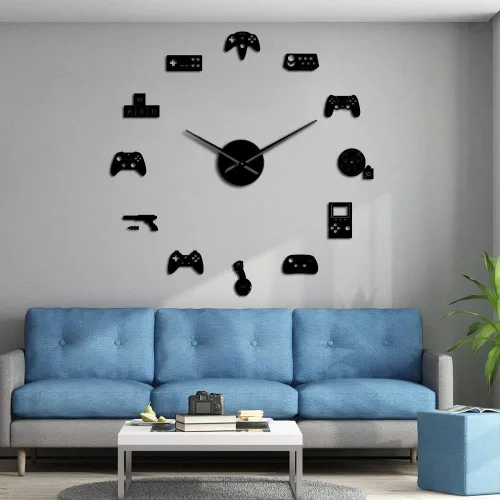 Miniatura 9 de The Geeky Days Controlador de juegos de video DIY reloj de pared gigante juego joysticks pegatinas Gamer arte de pared video juegos signos niño