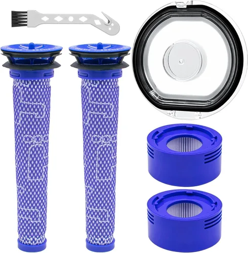 Miniatura 8 de ilovelife Tapa de contenedor de polvo, 2 postes y 2 prefiltros de repuesto para Dyson V7 V8 Animal Absolute Motorhead aspiradora inalámbrica