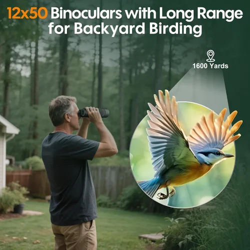 Miniatura 5 de OccER 12x50 Binoculares para Adultos de Alta Potencia - Binoculares HD para Observación de Aves para Caza con Visión Clara - Binoculares de Enfoque