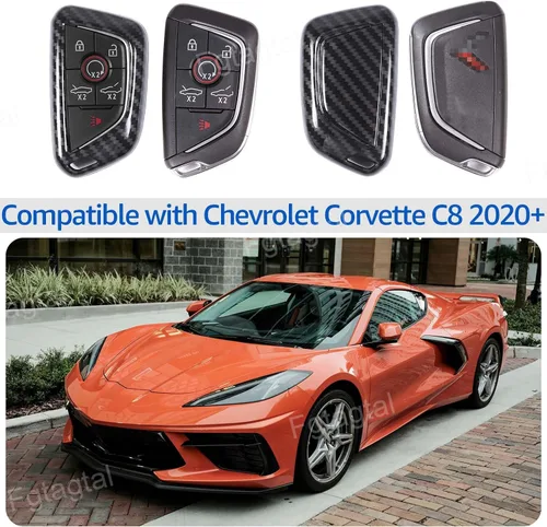 Miniatura 5 de Funda para llavero para Corvette C8 2020-2024, funda de llave inteligente ABS con control remoto, accesorios para llavero, 1 unidad