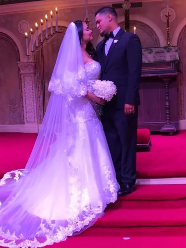 Miniatura 5 de Vestido de novia formal sin tirantes con encaje, largo de sirena para mujer 2019 WD162