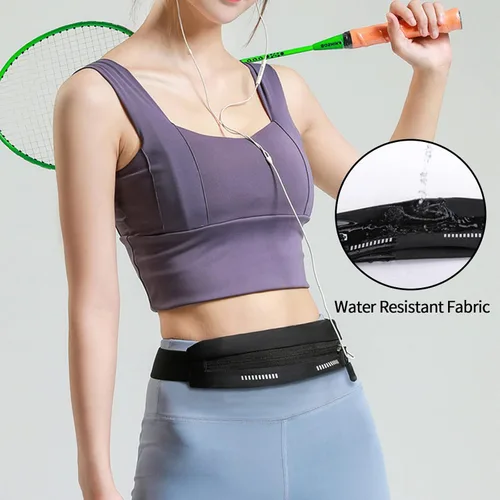 Miniatura 6 de Cangurera delgada para correr para mujeres y hombres, riñonera para corredores, soporte para teléfono, cinturón de cintura para entrenamiento