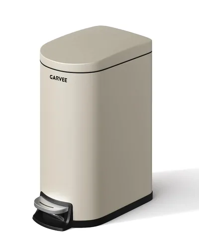 Miniatura 22 de Garvee Cubo de basura de metal de 1.6 galones / 6 litros con tapa, bote de basura delgado e impermeable para dormitorio, cubo de basura pequeño