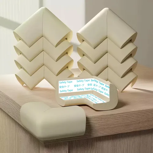 Miniatura 8 de ZOMPAGO Rollo protector de bordes de bebé (6.56 pies) y 8 protectores de esquina, protectores de esquina de espuma blanca para muebles, esquinas