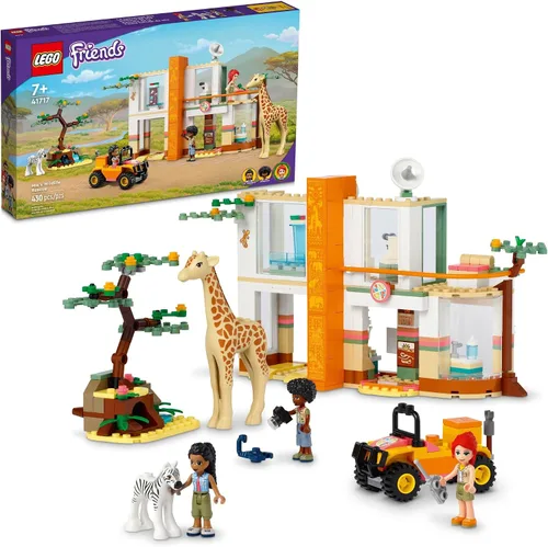 LEGO Friends Mia's Wildlife Rescue Toy 41717 con figuras de animales de safari de cebra y jirafa más 3 mini muñecas, idea de regalo de cumpleaños