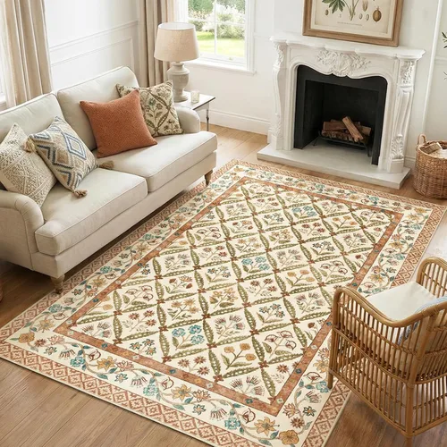 Miniatura 20 de jinchan Haden - Alfombra de entrada de 2 x 3 pulgadas, diseño floral vintage, lavable, suave, antideslizante, de pelo bajo, para puerta, cocina