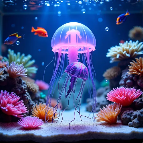 Miniatura 3 de Medusa artificial púrpura brillante adecuada para pecera, decoración de acuario, adornos populares, decoración de acuario, adornos temáticos