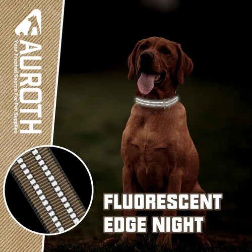 Miniatura 4 de Collar de perro Auroth para perros medianos y grandes, collar de perro reflectante, collares de perro de nylon suave ajustables con resistente army