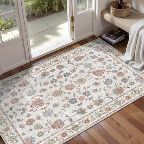 Miniatura 62 de Tangsoo Alfombra lavable para pasillo, antideslizante, 2 x 6 pies, estilo bohemio, floral, vintage, para entrada, suelo suave, para cocina, baño