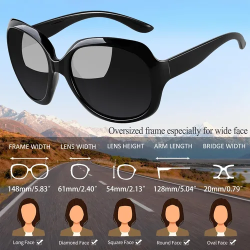Miniatura 148 de Joopin Lentes de sol de gran tamaño para mujer, polarizados, grandes, para conducción, protección UV, grandes sombras