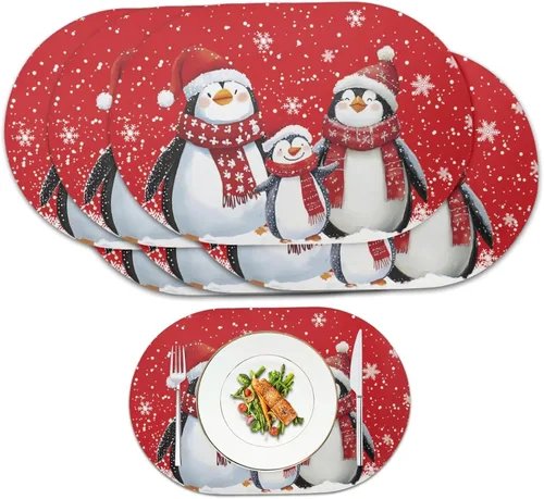 Miniatura 66 de Pumpkin Placemats Oval Placemats Set of 2 Black Cat Table Mats for Dining Tables Washable Heat Resistant Place Mats for Holiday Party Use 12X18 Inch