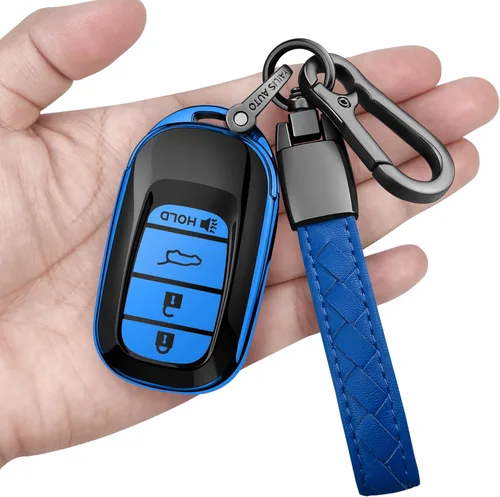 Funda para llavero Honda con llavero de cuero TPU suave, protección completa, para 2022, 2023, 2024, 2025, Civic Accord HR-V Pilot CR-V, carcasa de