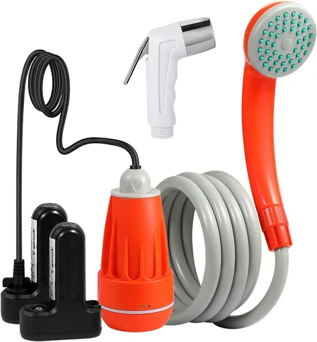 KEDSUM Ducha portátil, bomba de ducha portátil con batería recargable, ducha portátil para campamento, cabezal de ducha portátil al aire libre para