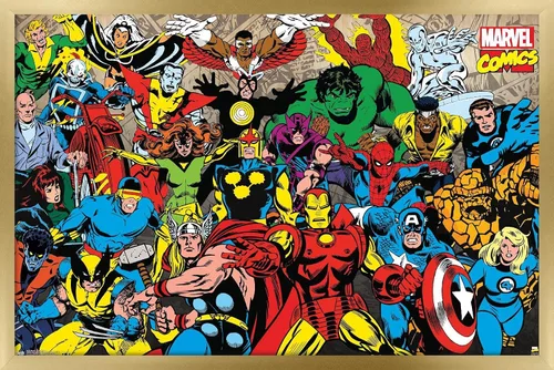 Miniatura 12 de Trends International Marvel Comics - Póster de pared con línea retro, 22.375 x 34 pulgadas, versión premium sin marco