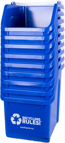 Miniatura 12 de Azul apilable cesto de Reciclaje de contenedor con mango 6 galones – 4 paquetes de cestos