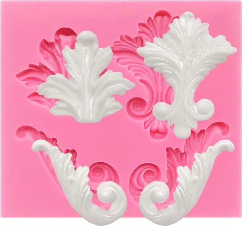Miniatura 18 de Funshowcase Medallón floral de acanto Flourish Scroll Lace Fondant Moldes de silicona para decoración de pasteles, proyectos de manualidades