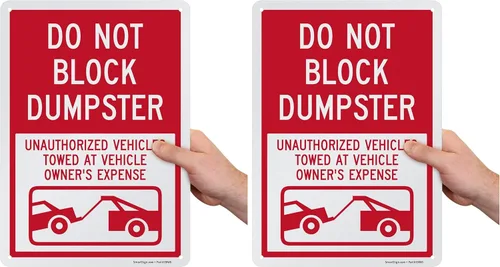 Miniatura 6 de SmartSign Letrero "Do Not Block Dumpster - Vehículos no autorizados remolcados a expensas del propietario del vehículo" Aluminio reflectante