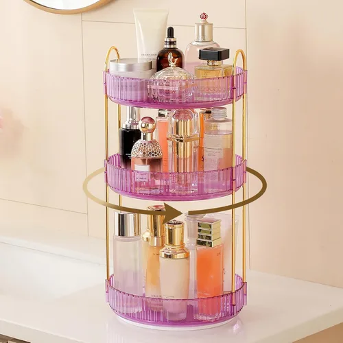Miniatura 18 de Aveniee Organizador de maquillaje giratorio de 360 grados para tocador, organizadores de baño mejorados para perfume y cuidado de la piel