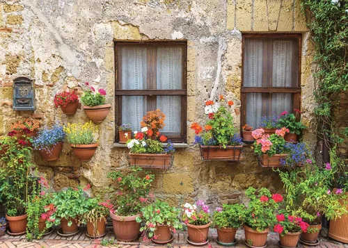 Miniatura 6 de EOA Telón de fondo de flores de pared antigua de la calle toscana italiana de 7 pulgadas de ancho x 5 pies de alto, para fotografía, Italia, ciudad