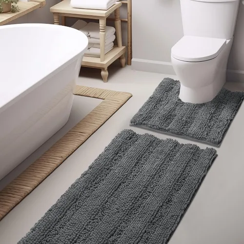 Miniatura 59 de NICETOWN Tapete negro para baño, antideslizante, suave, absorbente de agua, tapete de bajo perfil para entrada, tapete para vestíbulo, puerta