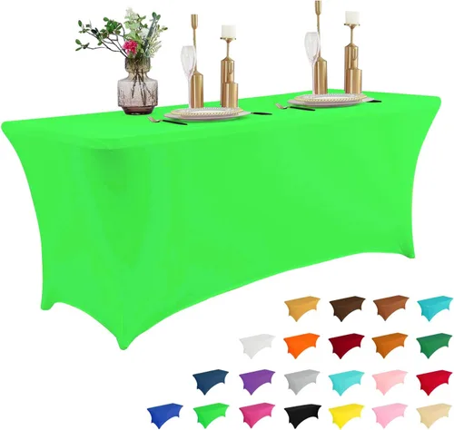 Miniatura 44 de IVAPUPU Paquete de 2 Manteles de Mesa de 6 Pies para Mesa Rectangular Ajustados para Eventos Elásticos Azul Niebla Cubiertas de Mesa Lavables Azul