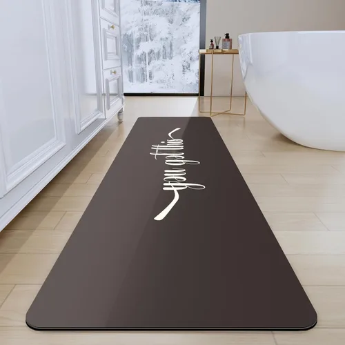 Miniatura 61 de Tapete de baño, tapetes de baño súper absorbentes, antideslizantes, de secado rápido, tapetes de goma fina para piso de baño que caben debajo