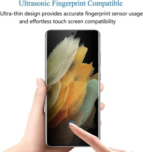Miniatura 4 de Protector de pantalla de privacidad para Galaxy S21 Ultra, compatible con sensor de huellas dactilares, película suave adhesiva completa, 2 vías