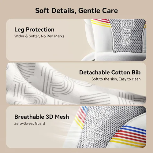 Miniatura 6 de Baby Carrier with Hip Seat, BeBeBus 2-in-1 Ergonomic Newborn to Toddler Carrier up to 44 lbs, Detachable Hands-Free for Infant, All Season Carry