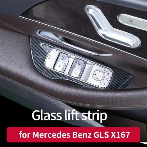 Miniatura 4 de Cubierta de panel de interruptor de elevación de ventana de fibra de carbono de acero inoxidable para Mercedes Benz GLE350 W167 450 400d 350e 53 amg