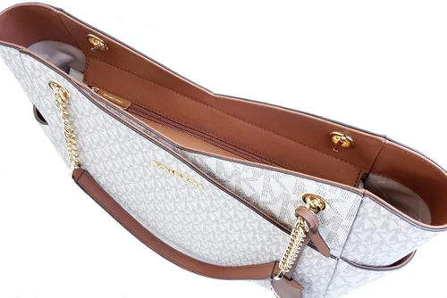Miniatura 7 de Michael Kors Jet Set Bolso de hombro con cadena grande (VANILLA Multi), Vainilla Mk Signature