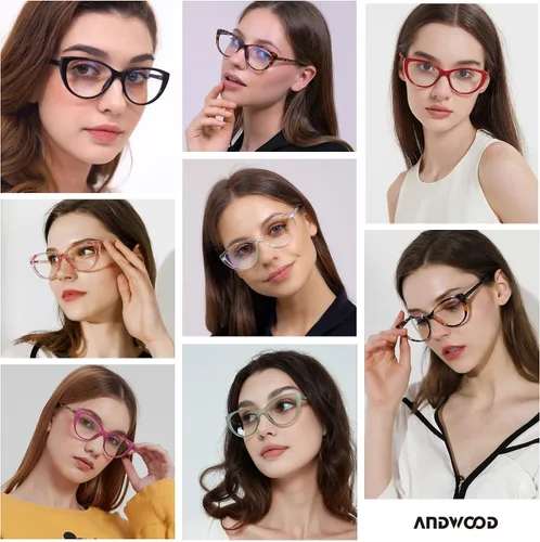 Miniatura 5 de ANDWOOD Gafas de bloqueo de luz azul para mujer, bloqueo de luz azul, para computadora, ojo de gato, transparente, montura AR003 Cateye Tortoise