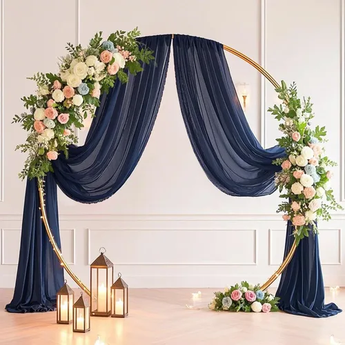 Miniatura 6 de Tela de gasa para arco de boda, 2 paneles de 6 yardas, cortinas de techo transparentes de gasa para fiestas, bodas, ceremonias, recepciones, Azul