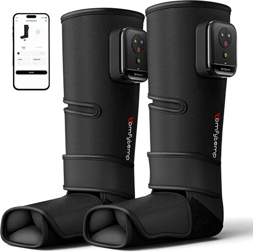 Miniatura 8 de Comfytemp Masajeador de piernas inalámbrico de compresión de aire para circulación y alivio del dolor, bota de compresión portátil de pies